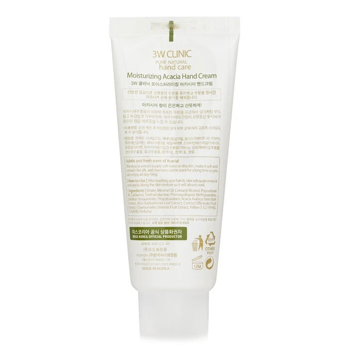 3W Clinic Moisturizing Acacial Hand Cream 100ml - Image 3
