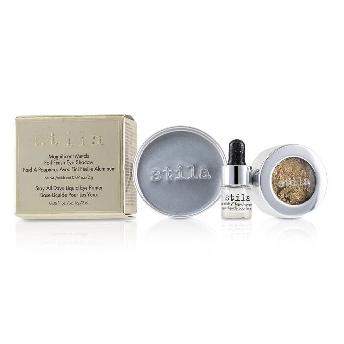 Stila Magnificent Metals Foil Finish Eye Shadow With Mini Stay All Day Liquid Eye Primer - Gilded Gold 2pcs - Image 2