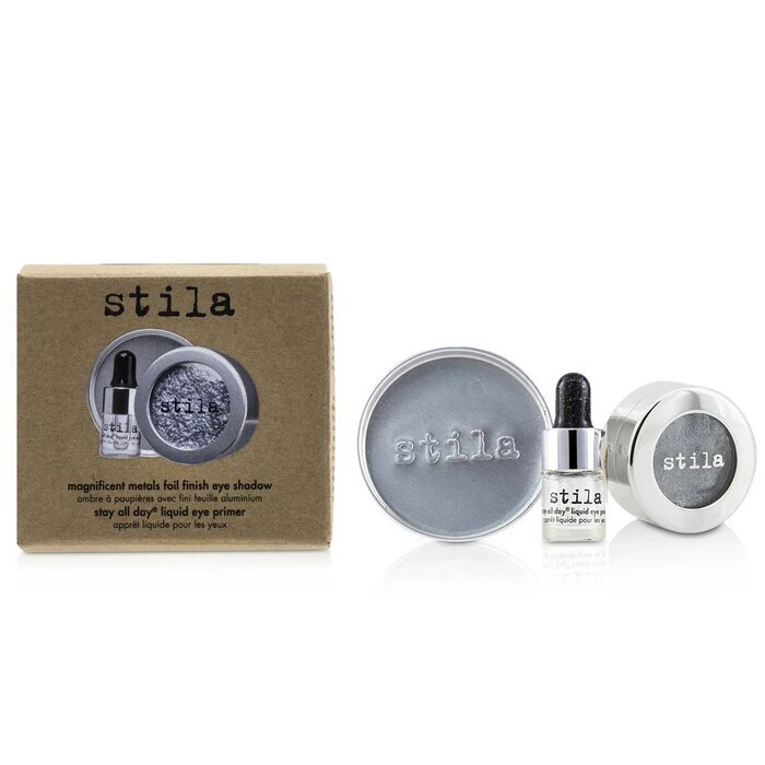 Stila Magnificent Metals Foil Finish Eye Shadow With Mini Stay All Day Liquid Eye Primer - Titanium 2pcs - Image 2
