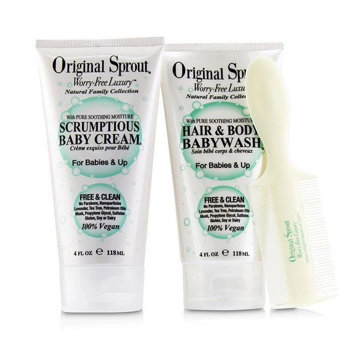 Original Sprout Baby's First Bath Kit: 1x Hair & Body Baby Wash 118ml + 1x Scrumptious Baby Cream 118ml + 1x Comb (For Babies & Up) 3pcs - Image 3