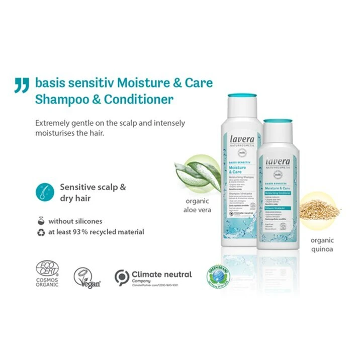 Lavera Basis Sensitiv Moisture & Care Moisturising Conditioner (Sensitive Scalp) 200ml - Image 3
