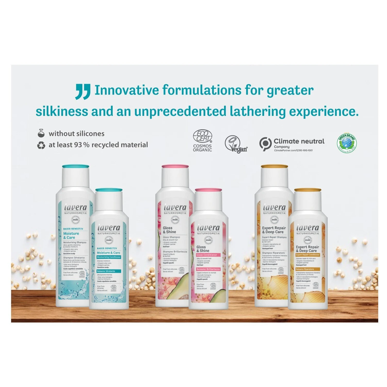 Lavera Basis Sensitiv Moisture & Care Moisturising Conditioner (Sensitive Scalp) 200ml - Image 4