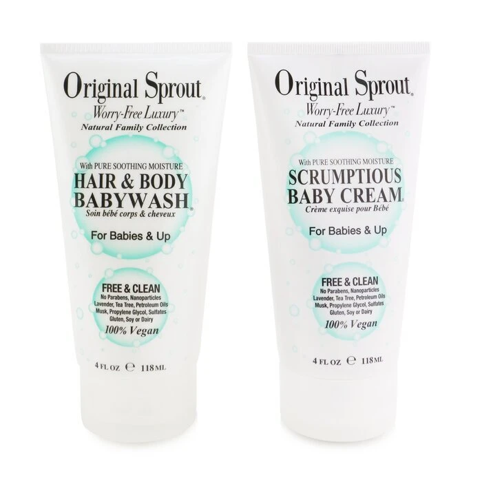 Original Sprout Baby's First Bath Kit: 1x Hair & Body Baby Wash 118ml + 1x Scrumptious Baby Cream 118ml + 1x Comb (Box Slightly Damaged) 3pcs - Image 2