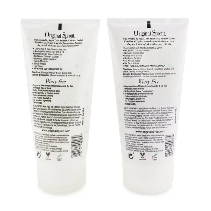 Original Sprout Baby's First Bath Kit: 1x Hair & Body Baby Wash 118ml + 1x Scrumptious Baby Cream 118ml + 1x Comb (Box Slightly Damaged) 3pcs - Image 3