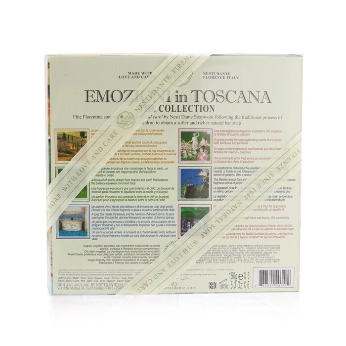 Nesti Dante Emozioni In Toscana The Collection Gift Set (#Gardino In Flore, #Campagna Dorata, #Macchia Odorosa, #Borghi E Monasteri, #Bosco Incantato, #Thermal Water) 6x 150g - Image 3