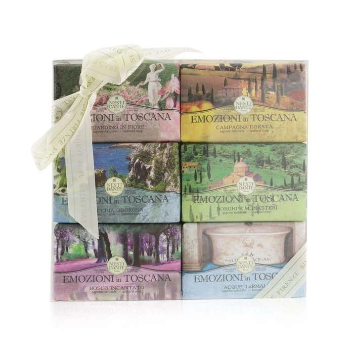 Nesti Dante Emozioni In Toscana The Collection Gift Set (#Gardino In Flore, #Campagna Dorata, #Macchia Odorosa, #Borghi E Monasteri, #Bosco Incantato, #Thermal Water) 6x 150g