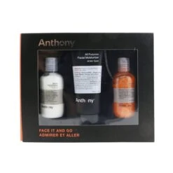 Anthony Face It & Go Kit: Glycolic Facial Cleanser 100ml + All Purpose Facial Moisturizer 90ml + Facial Scrub 100ml 3pcs