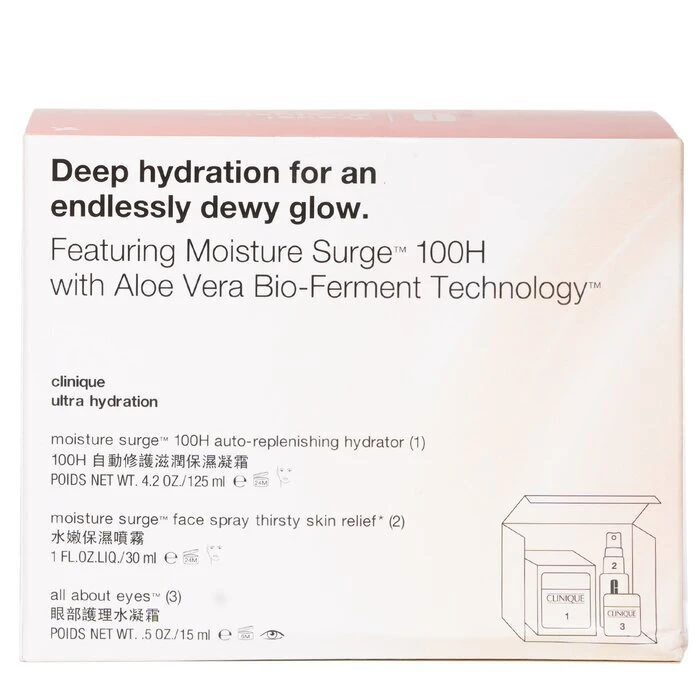 Clinique Moisture Surge Set: Moisture Surge 100H 125ml+ All About Eyes 15ml+ Moisture Surge Face Spray Thirsty Skin Relief 30ml 3pcs - Image 3