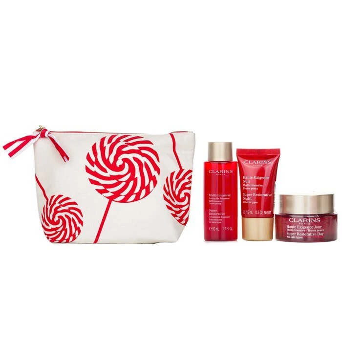 Clarins Super Restorative Collection: Day Cream 50ml+ Night Cream 15ml+ Treatment Essence 50ml+ Pouch 3pcs+1pouch - Image 2