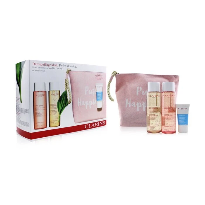 Clarins Perfect Cleansing Set (Very Dry Or Sensitive Skin): Micellar Water 200ml+ Toning Lotion 200ml+ Fresh Scrub 15ml+ Bag 3pcs+1bag - Image 2