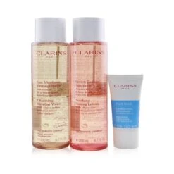 Clarins Perfect Cleansing Set (Very Dry Or Sensitive Skin): Micellar Water 200ml+ Toning Lotion 200ml+ Fresh Scrub 15ml+ Bag 3pcs+1bag