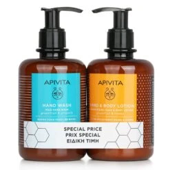 Apivita Gentle Hands Cleansing & Hydrating Set: Mild Hand Wash 300ml+ Moisturizing Hand & Body Lotion 300ml 2pcs