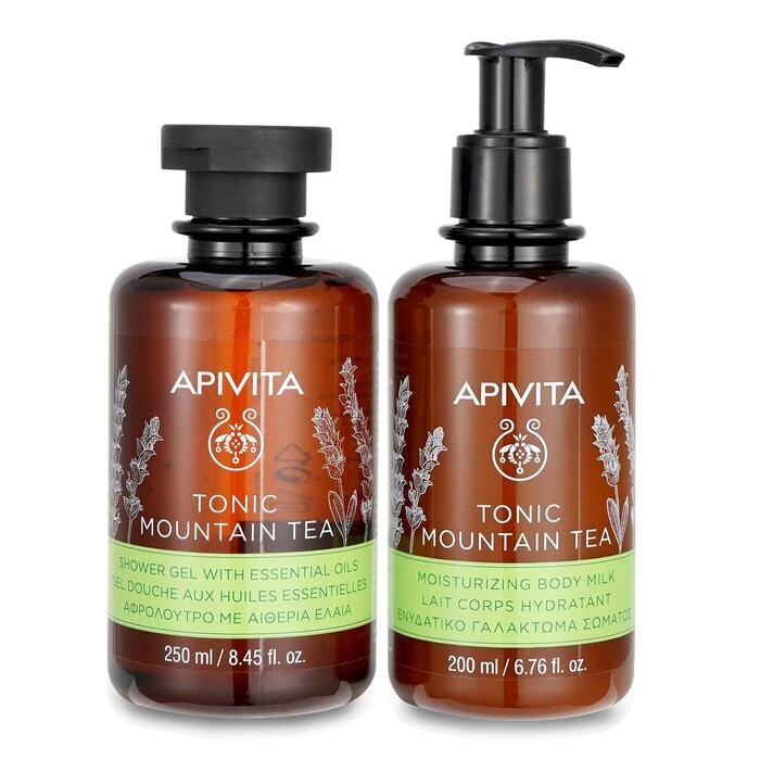 Apivita Uplift Your Mood Toning & Revitalization Set: Tonic Mountain Tea Shower Gel 250ml+ Tonic Mountain Tea Body Milk 2pcs - Image 2