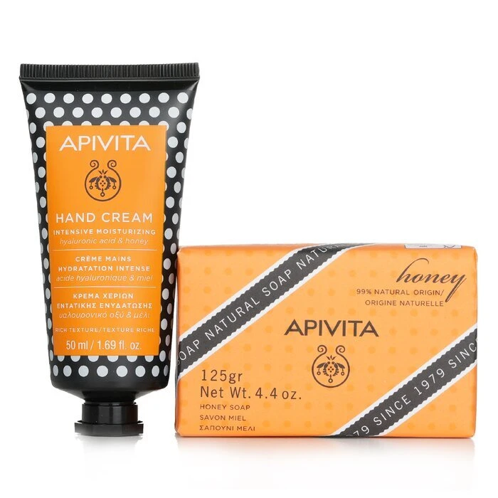 Apivita Bee Protective Honey Set: Hand Cream Hyaluronic Acid & Honey 50ml+ Natural Soap Honey 125g 2pcs - Image 2