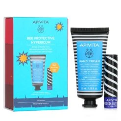 Apivita Bee Protective Hypericum Set: Hand Cream Hypericum & Beeswax 50ml+ Lip Care Cocoa Butter 4.4g 2pcs