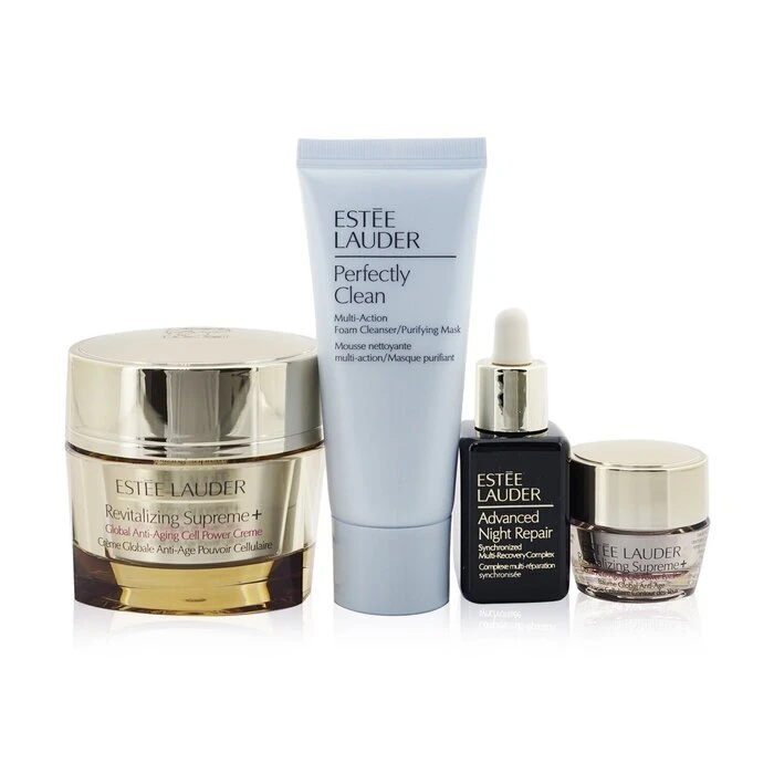 Estee Lauder Firm+Glow Skincare Delights: Revitalizing Supreme+Cream 50ml+ Revitalizing Supreme+Eye 5ml+ ANR 15ml+ Perfectly Clean 30ml 4pcs - Image 2