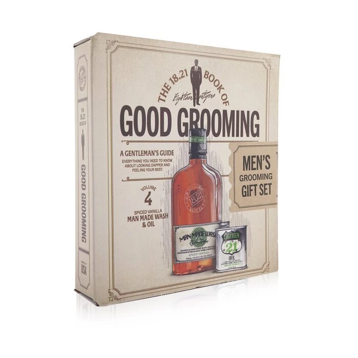 18.21 Man Made Book Of Good Grooming Gift Set Volume 4: Spiced Vanilla (Wash 532ml + Oil 60ml) 2pcs - Image 2