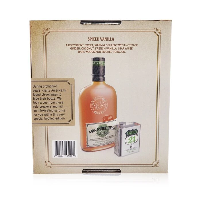 18.21 Man Made Book Of Good Grooming Gift Set Volume 4: Spiced Vanilla (Wash 532ml + Oil 60ml) 2pcs - Image 3