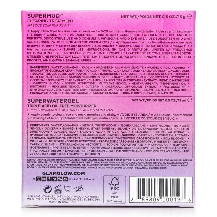 Glamglow Pore-Clearing & Minimizing Set: Supermud Clearing Treatment 15g + Superwatergel Moisturizer 15ml 2pcs - Image 3
