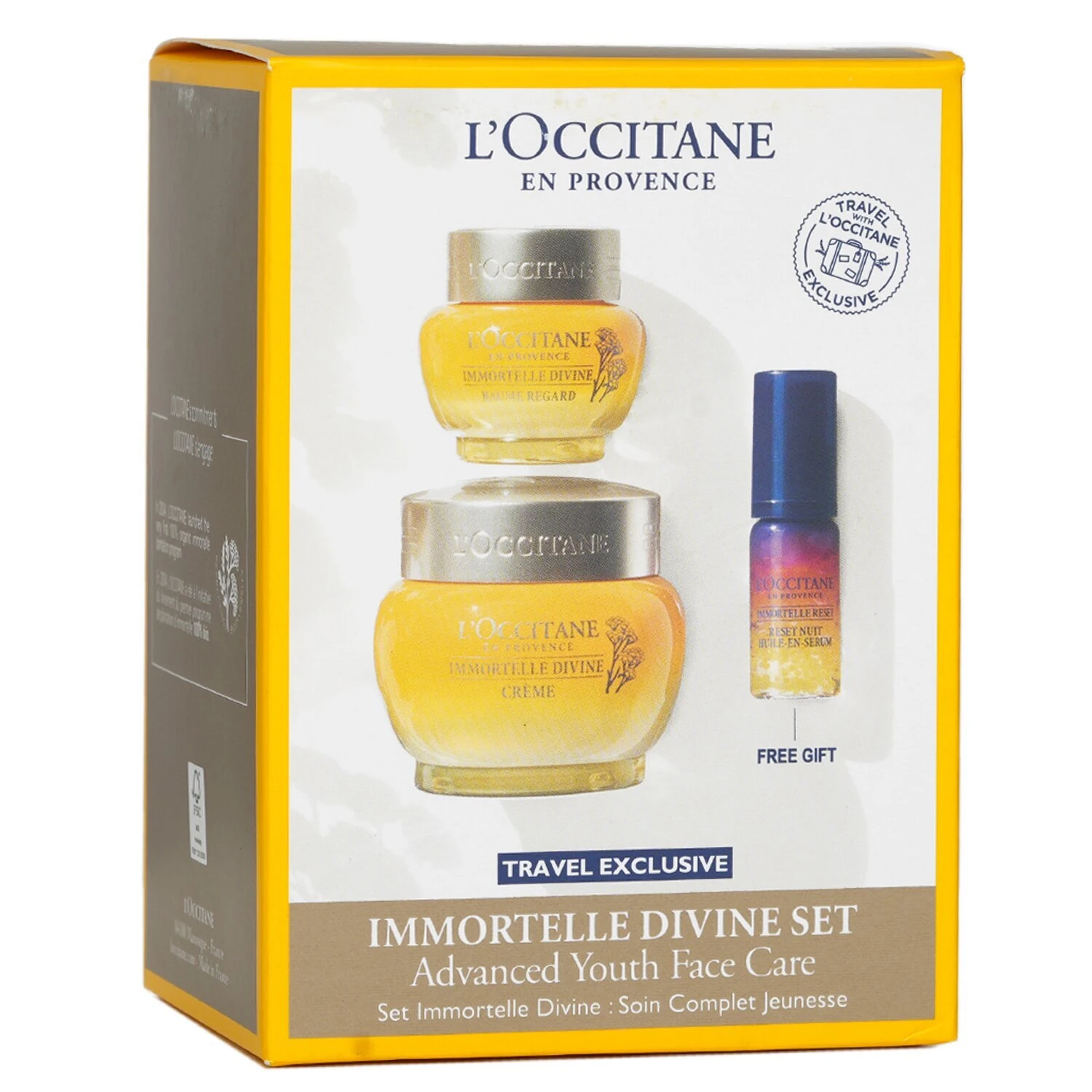 L'Occitane Immortelle Divine Set: Cream 50ml + Eye Balm 15ml + Overnight Reset Oil-In-Serum 5ml 3pcs - Image 2